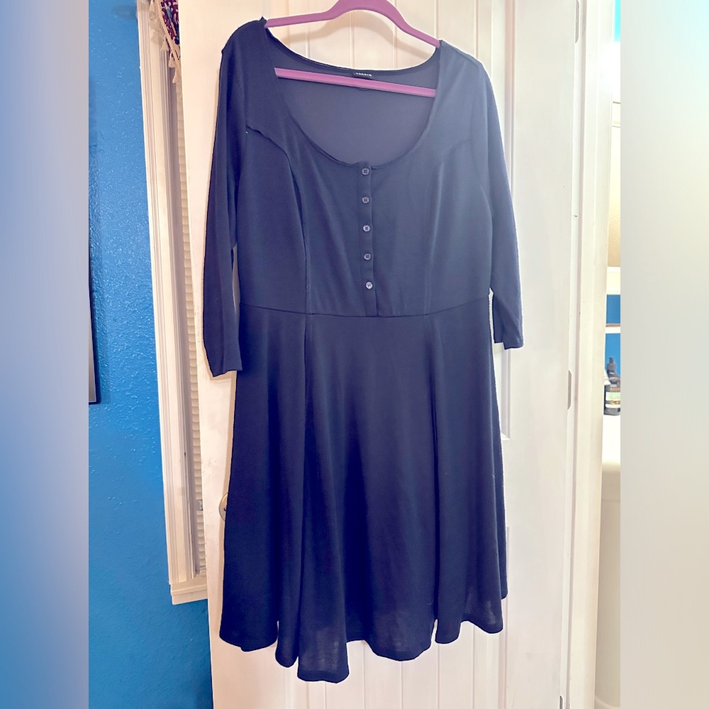 Torrid Fit and Flare Henley Dress Size 2 Navy Blue